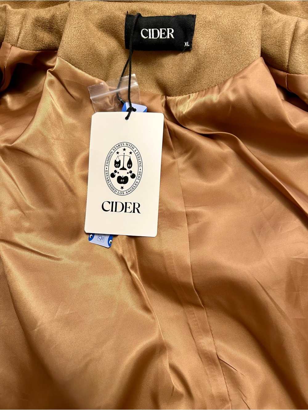 NWT - Cider Suede Jacket in Tan w Blanket Stitch Trim in Cognac - Picture 4 of 13
